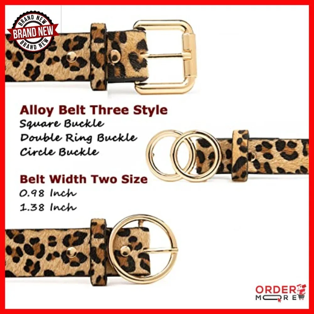 Adjustable PU Leather Belt with Alloy Buckle for Pants Jeans Dresses